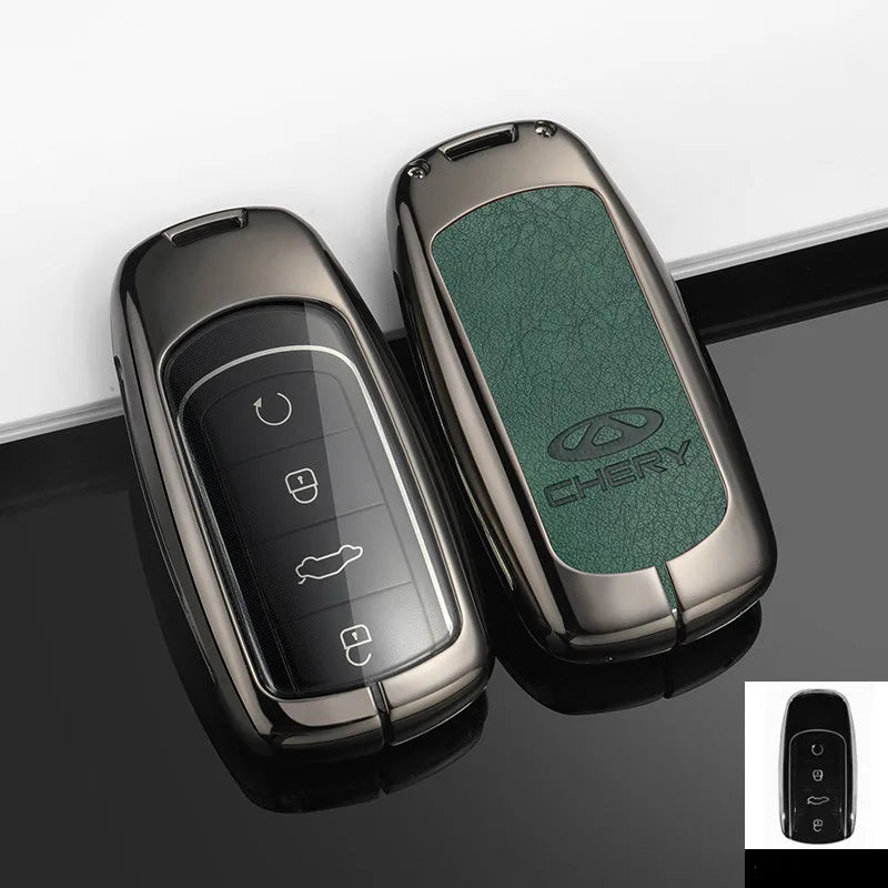 Leather Zinc Alloy Remote Key Case Full Cover For Chery Tiggo 7 Tiggo 8 Pro 8 PLUS Arrizo 5 Protective Shell Car Accessories