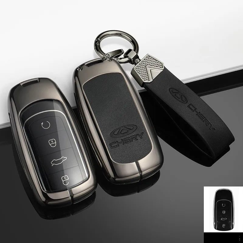 Leather Zinc Alloy Remote Key Case Full Cover For Chery Tiggo 7 Tiggo 8 Pro 8 PLUS Arrizo 5 Protective Shell Car Accessories