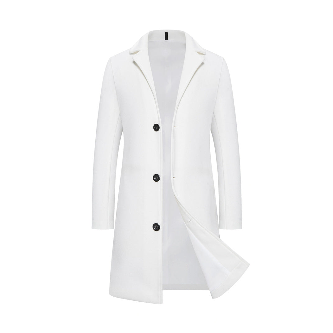 Men's Solid Color Single-breasted Trench Coat