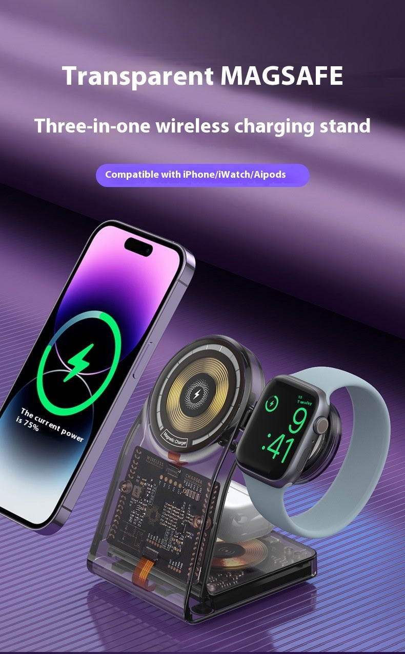 Transparent Three-in-one Wireless Charger Electrical Magnetic Stand