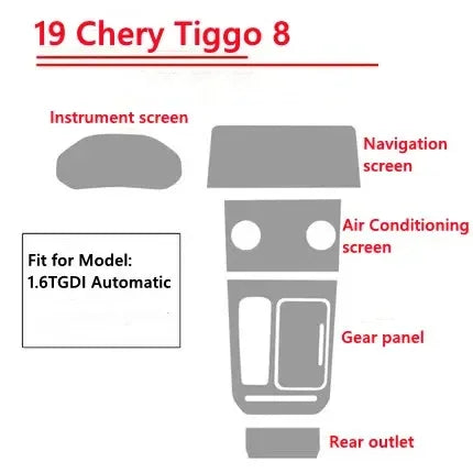 For Chery TIGGO 8 Pro 2022-2023 Gearbox Panel Navigation Screen Automotive Interior TPU Protective Film Anti-Scratch Sticker