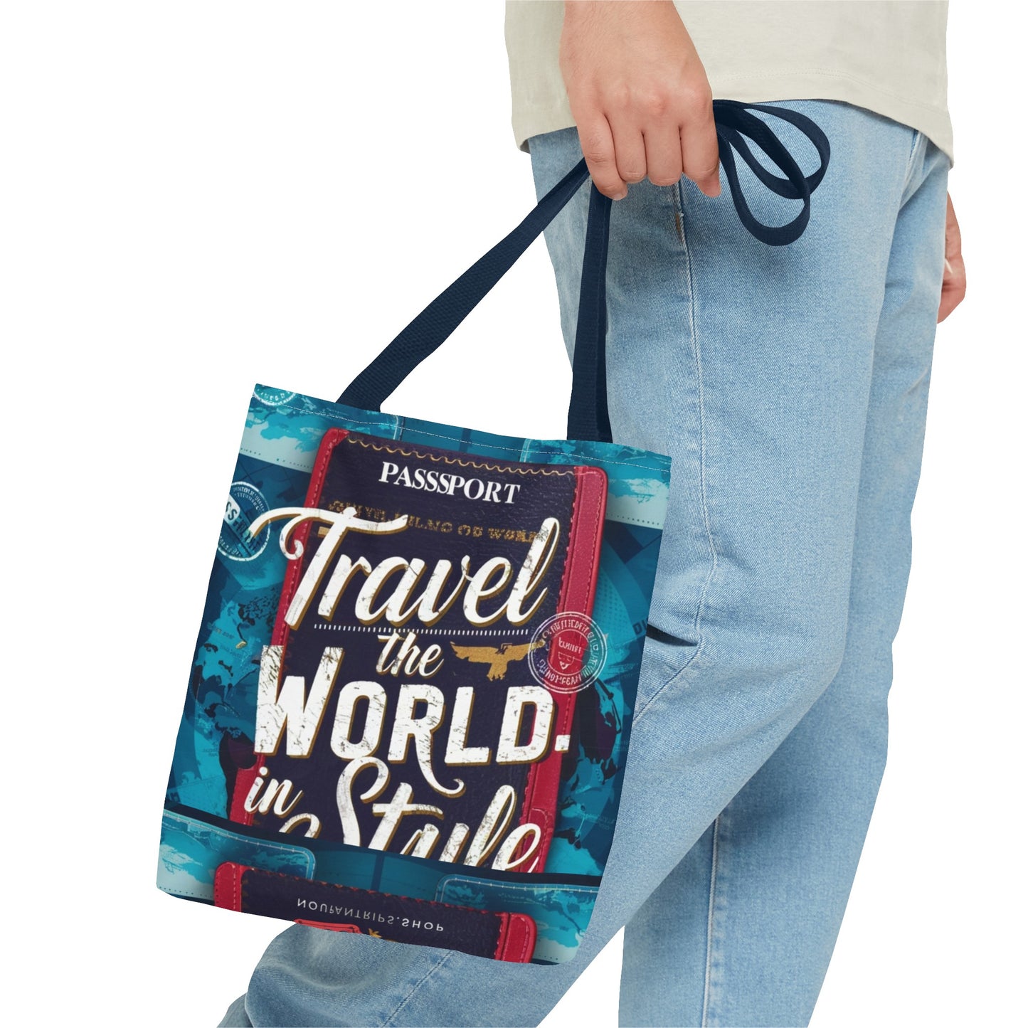 Custom-Printed Tote Bags - Durable and Stylish Polyester with Multiple Handle Colors | Available in 3 Sizes | High-End Dye Sublimation Prints | NouranTrips.shop" (AOP)