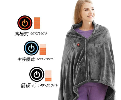 Winter Flannel Heated Blanket Cold Protection Body Warmer Usb Heated Warm Shawl Electric Heated Plush Blanket