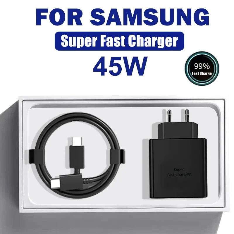 45W PD USB-C Super Fast Charger for Samsung Galaxy S24 Ultra S23 S22 S21 Plus Note10 A54 A34 5A Quick Charging Type C Data Cable