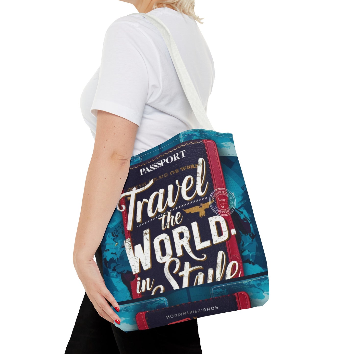 Custom-Printed Tote Bags - Durable and Stylish with Multiple Handle Colors | Available in 3 Sizes | High-End Dye Sublimation Prints | "NouranTrips.shop" (AOP)