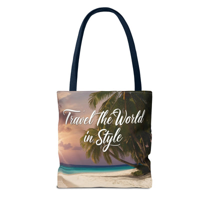 Custom-Printed Tote Bags - Durable and Stylish Polyester with Multiple Handle Colors | Available in 3 Sizes | High-End Dye Sublimation Prints | "NouranTrips.shop" (AOP)