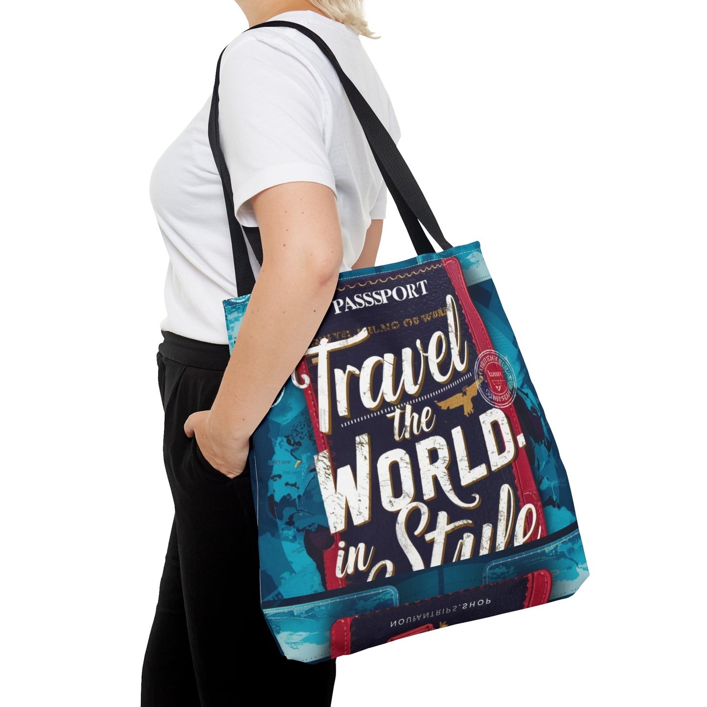 Custom-Printed Tote Bags - Durable and Stylish with Multiple Handle Colors | Available in 3 Sizes | High-End Dye Sublimation Prints | "NouranTrips.shop" (AOP)