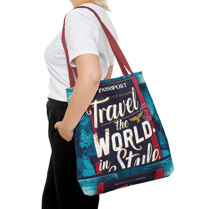 Custom-Printed Tote Bags - Durable and Stylish Polyester with Multiple Handle Colors | Available in 3 Sizes | High-End Dye Sublimation Prints | NouranTrips.shop" (AOP)