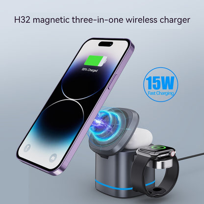 Three-in-one Folding Magnetic Wireless Fast Charging Charger