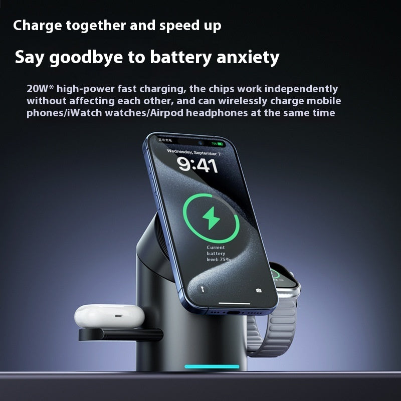 Three-in-one Magnetic Wireless Charger Phone Fast Charge Bracket