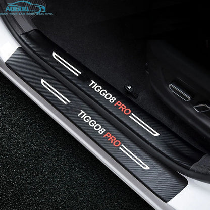 Car Door Sill Pedal Board Cover Trim For Chery Tiggo 8 Pro 2024 2023 2021 Carbon Fiber Rear Bumper Trunk Sticker Accessories