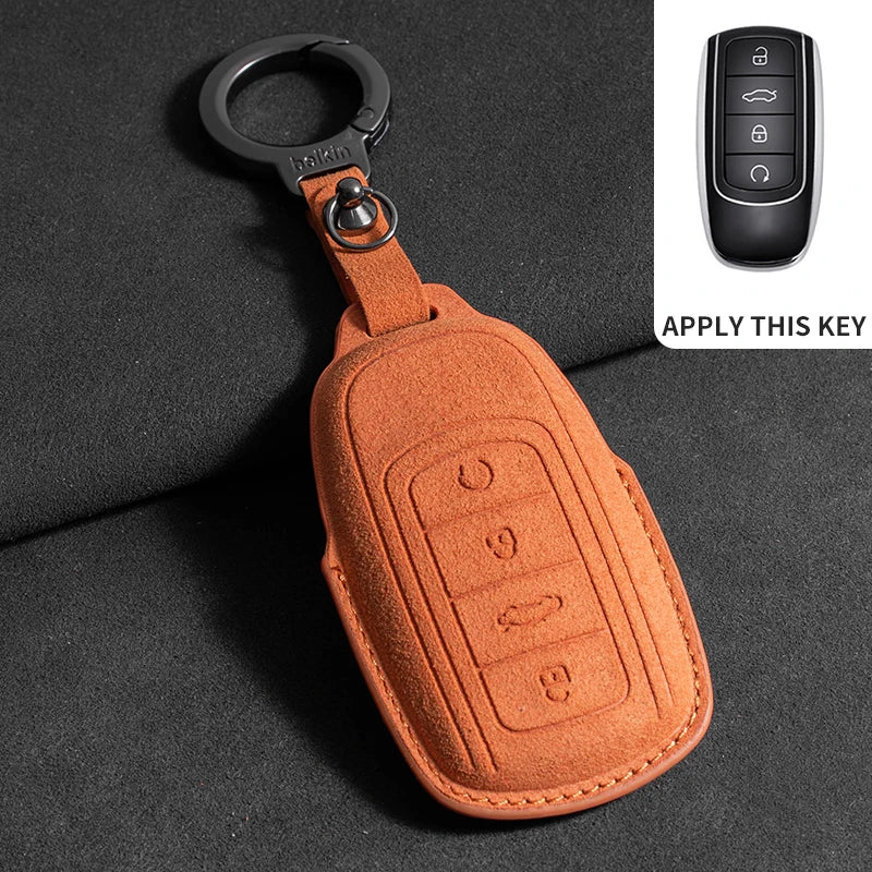 Suede Car Protector Cover Remote Fob Holder chain For Chery Tiggo 8 Arrizo 5 7 Pro Eq7 5x 3x Tiggo 7 Gx Pro 2020