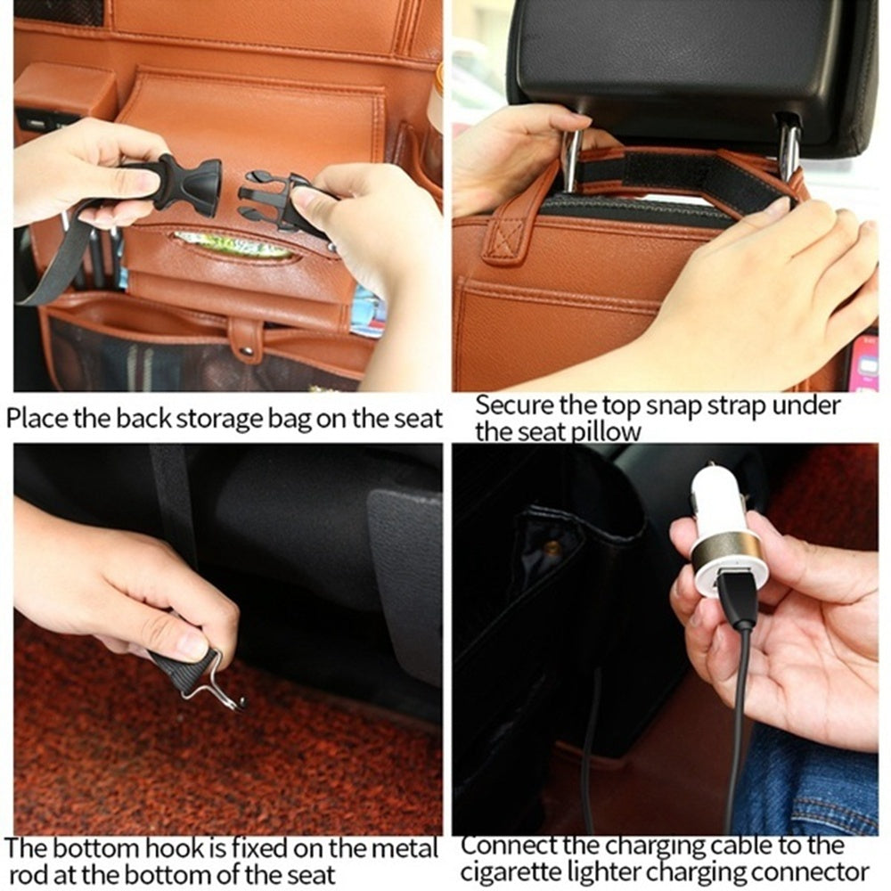 Car backrest seat storage bag multifunctional seat storage