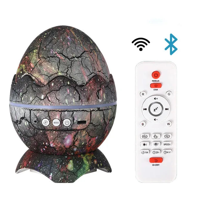 Dinosaur Egg Galaxy Projector: Cosmic Lights, Wireless Music, & White Noise for Kids and Adults