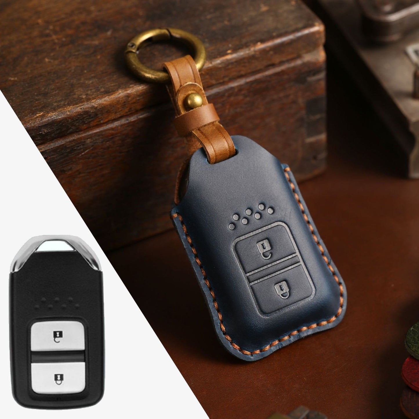 Full Leather Car Key Case Cowhide