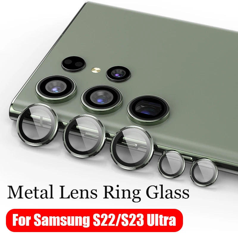 Metal Lens Ring Glass Case for Samsung S24 S23 Ultra S22 Plus Camera Lens Screen Protector for Samsung Galaxy S23 Lens Cover