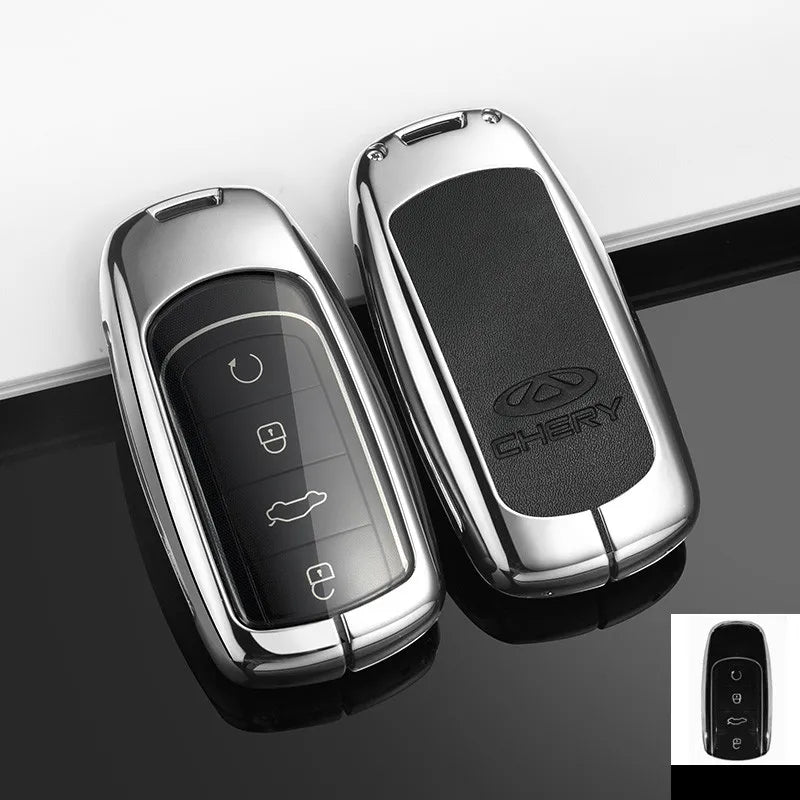 Leather Zinc Alloy Remote Key Case Full Cover For Chery Tiggo 7 Tiggo 8 Pro 8 PLUS Arrizo 5 Protective Shell Car Accessories