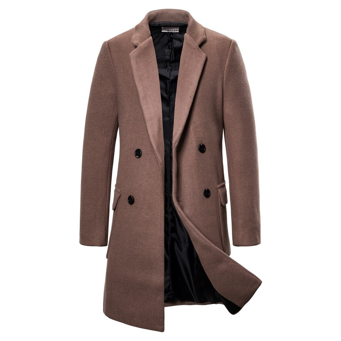 Men's double-breasted woolen trench coat