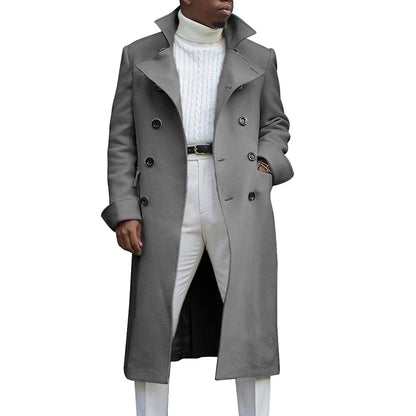 Lapel Trench Coat Double Breasted Men's Autumn And Winter