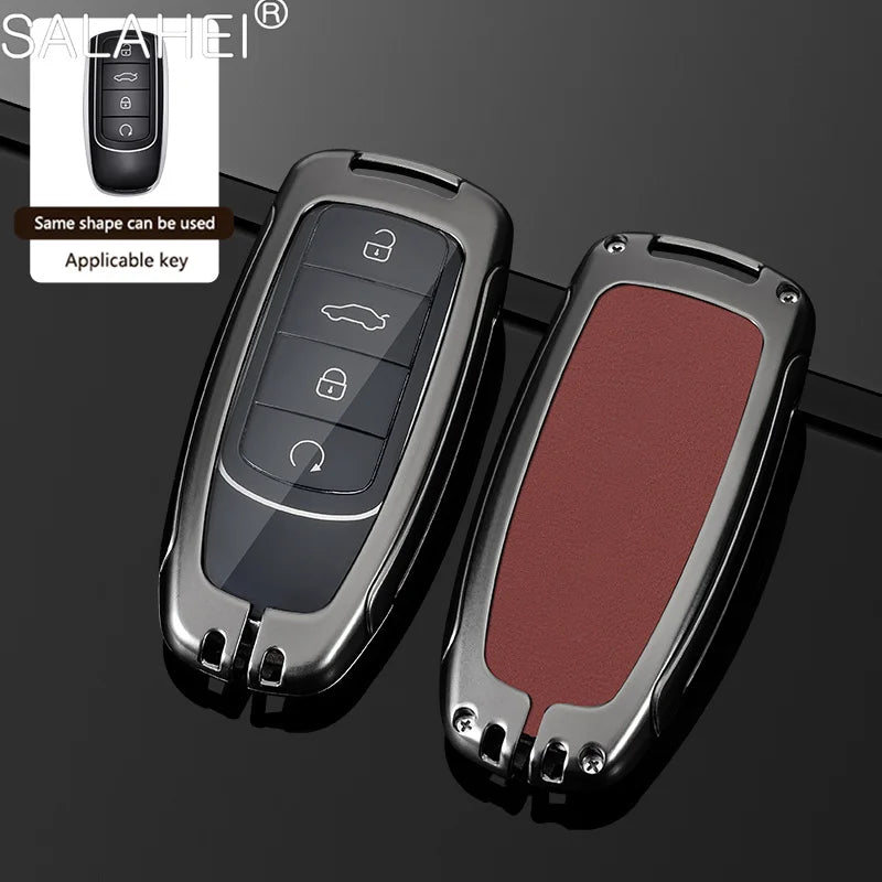 Zinc Alloy Leather Car Key Cover Case Shell Holder Fob For Chery Tiggo 7 Tiggo 8 Pro 8 PLUS Arrizo 5 Protector Auto Accessories