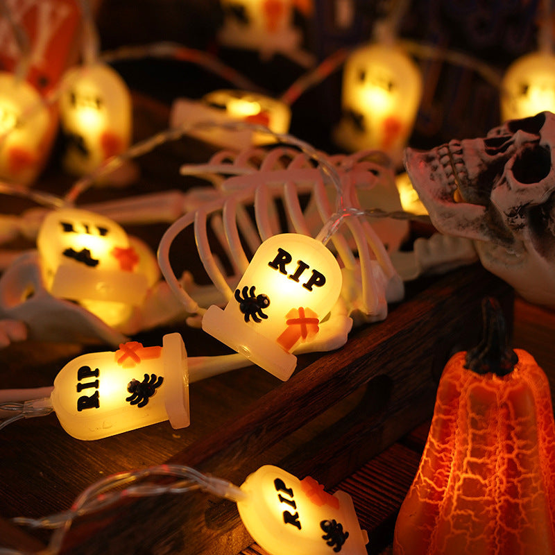 PVC Soft Material Halloween Lighting Chain Pumpkin Ghost Bat Modeling Lamp