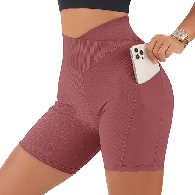 Sports Shorts Women High Waist Workout Seamless Fitness Yoga Shorts