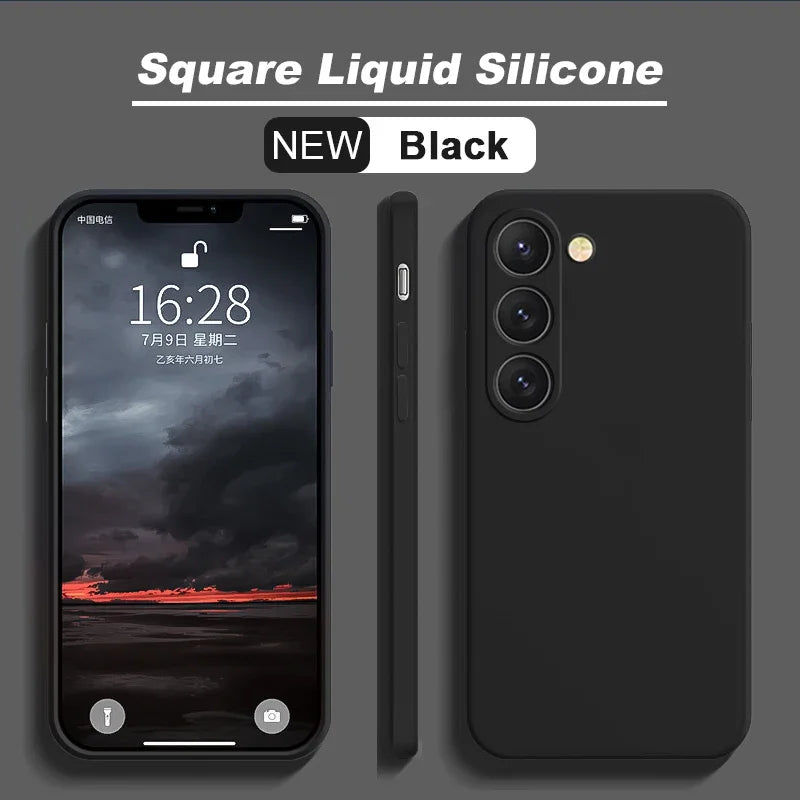 New Luxury Liquid Silicone Case For Samsung Galaxy S24 S23 S22 S21 S20 Ultra Plus FE A54 A53 A52 A73 5G 4G Shockproof Soft Cover