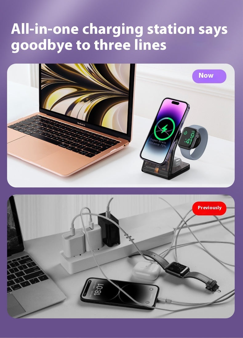 Transparent Three-in-one Wireless Charger Electrical Magnetic Stand