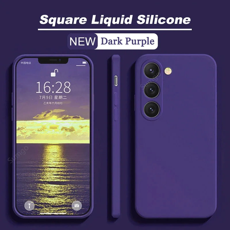 New Luxury Liquid Silicone Case For Samsung Galaxy S24 S23 S22 S21 S20 Ultra Plus FE A54 A53 A52 A73 5G 4G Shockproof Soft Cover