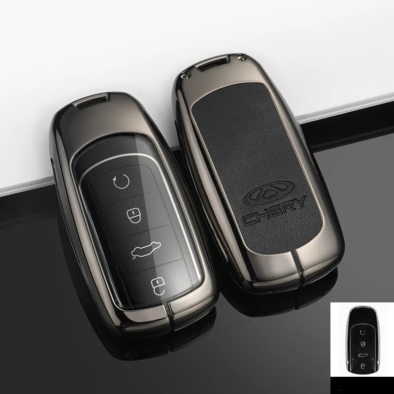 Leather Zinc Alloy Remote Key Case Full Cover For Chery Tiggo 7 Tiggo 8 Pro 8 PLUS Arrizo 5 Protective Shell Car Accessories