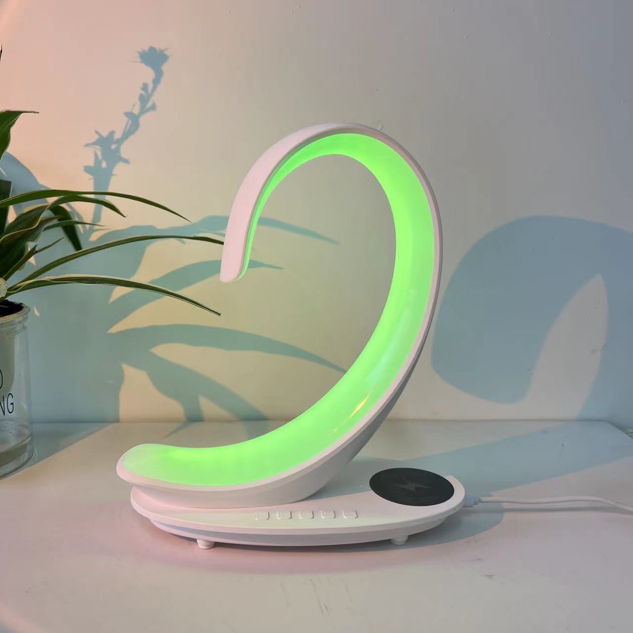 Multi-functional Desktop Wireless Charger Bluetooth Speaker Atmosphere Colorful Light White Swan Light