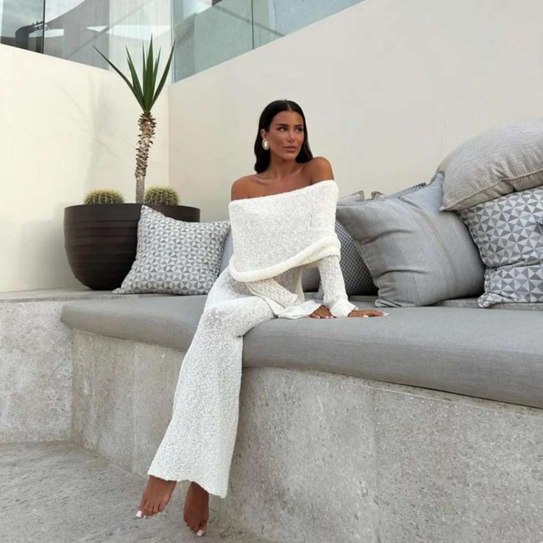 Summer Elegance: Sexy Women's Sheer Knit Maxi Dress with Long Sleeves