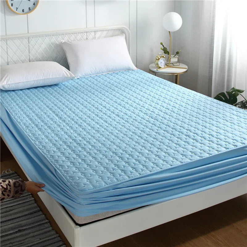 Thicken Quilted Mattress Cover King Queen Quilted Bed Fitted Bed Sheet Anti-Bacteria Mattress Topper Air-Permeable Bed Cover