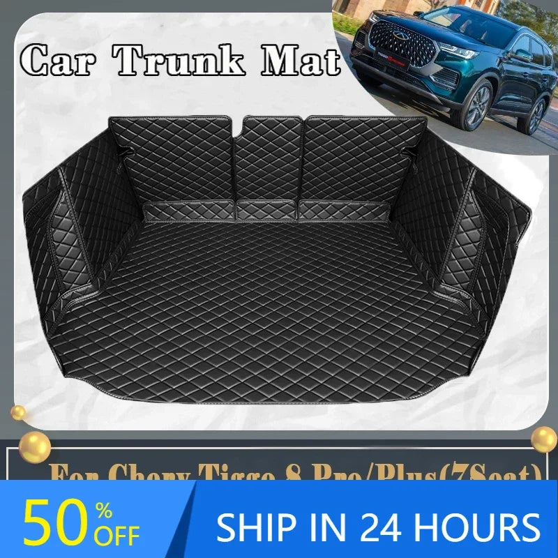 Car Trunk Mat For Chery Tiggo 8 Pro Plus Max 7seat 2022 2023 2024 Dirt-resistant Fully   Rear go Tray  Accessories