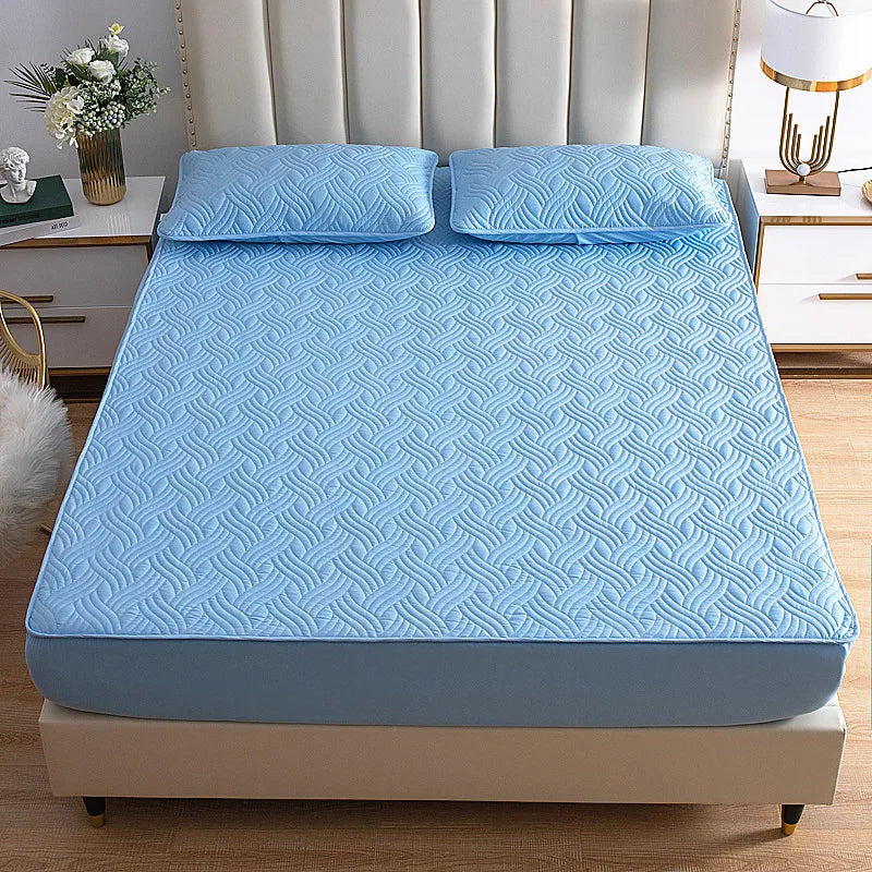 Thicken Quilted Mattress Cover King Queen Quilted Bed Fitted Bed Sheet Anti-Bacteria Mattress Topper Air-Permeable Bed Cover