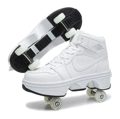 Roller Skate Sneakers - Stylish 2-in-1 Skates with PU Wheels & Comfortable Design for Men & Women