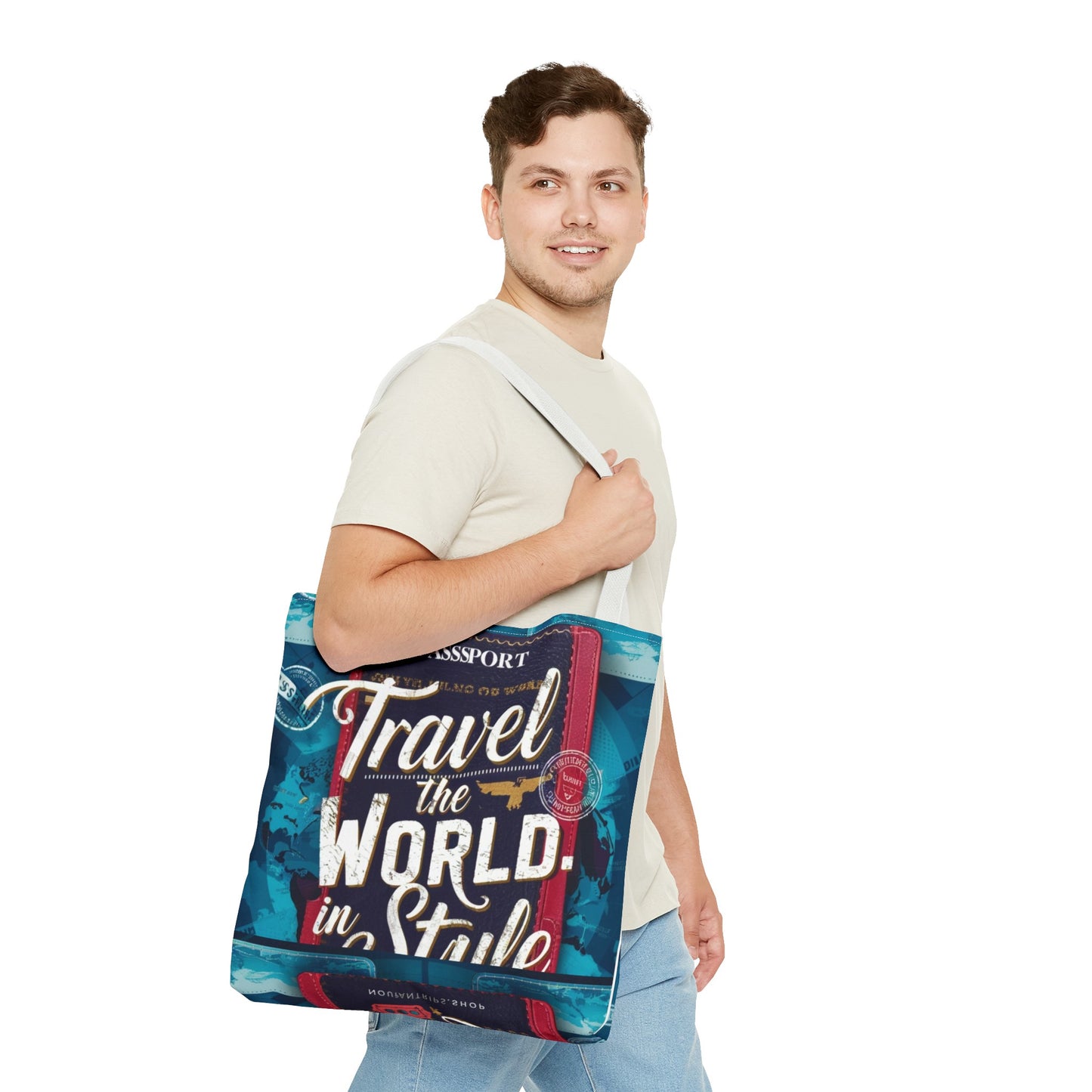 Custom-Printed Tote Bags - Durable and Stylish with Multiple Handle Colors | Available in 3 Sizes | High-End Dye Sublimation Prints | "NouranTrips.shop" (AOP)