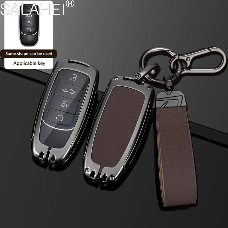 Zinc Alloy Leather Car Key Cover Case Shell Holder Fob For Chery Tiggo 7 Tiggo 8 Pro 8 PLUS Arrizo 5 Protector Auto Accessories