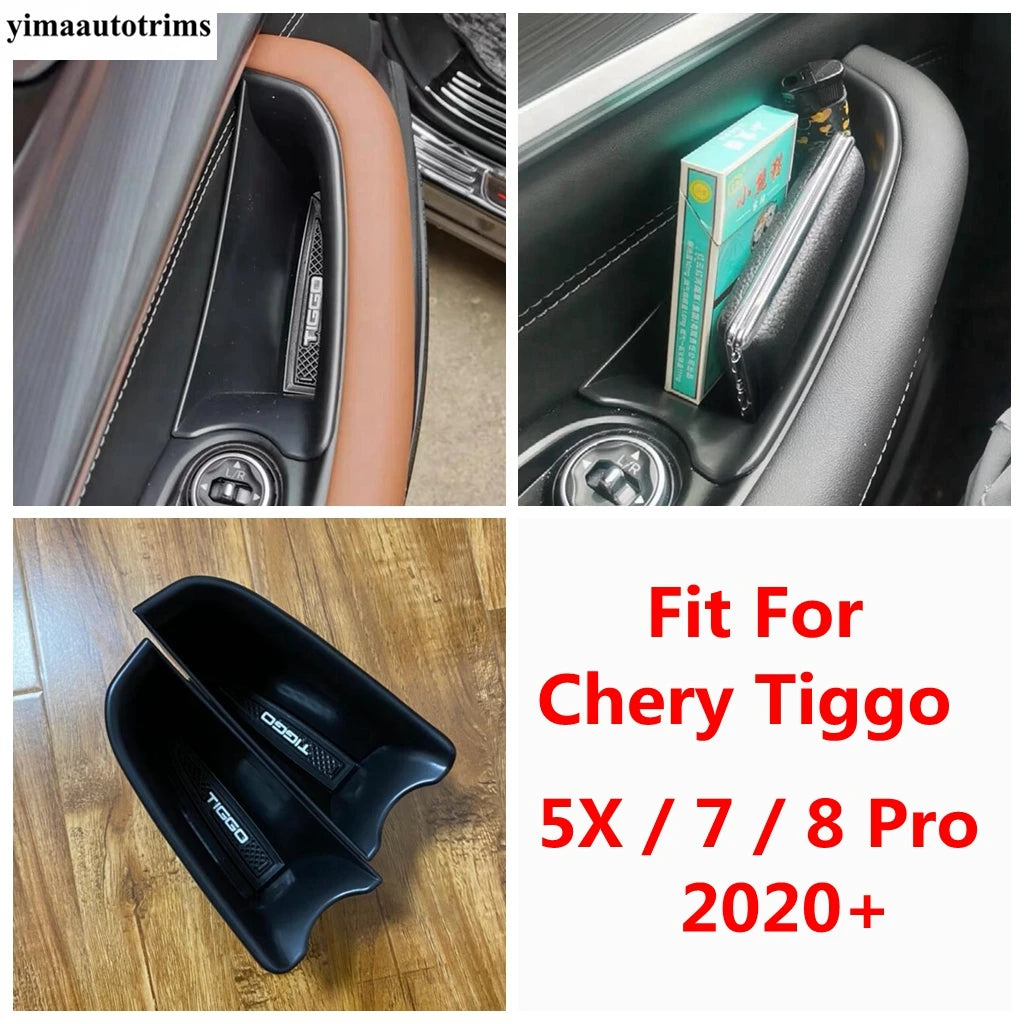 For Chery Tiggo 5X / 7 / 8 Pro 2020 2021 2023 Front Inner Door Armrest Storage Box Decor Cover Kit Trim Car Accessories Interior