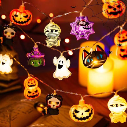 PVC Soft Material Halloween Lighting Chain Pumpkin Ghost Bat Modeling Lamp