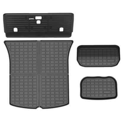 Tesla Model Y Floor Mat & Cushion Set - Full Car Coverage, Rubber Material, Tailored for Standard & Seven-Seater Models