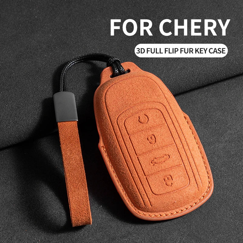 Suede Car Protector Cover Remote Fob Holder chain For Chery Tiggo 8 Arrizo 5 7 Pro Eq7 5x 3x Tiggo 7 Gx Pro 2020