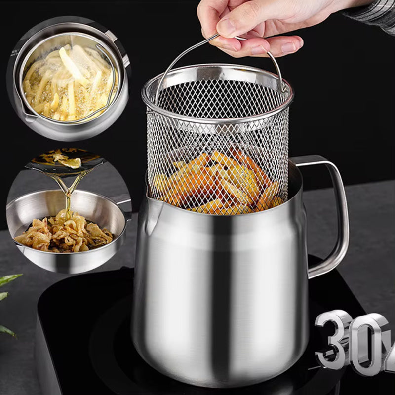 304 Stainless Steel Versatile Oil Filter Vessel Large Capacity With Filter Frying Basket Deep Fryer Separating Grease Separator