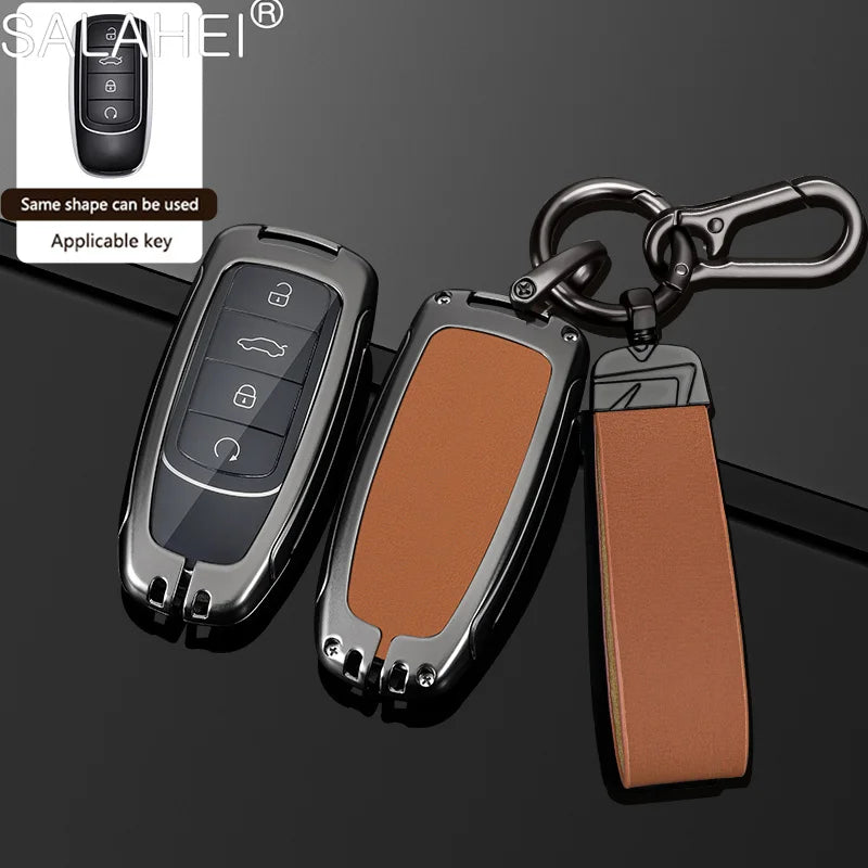 Zinc Alloy Leather Car Key Cover Case Shell Holder Fob For Chery Tiggo 7 Tiggo 8 Pro 8 PLUS Arrizo 5 Protector Auto Accessories