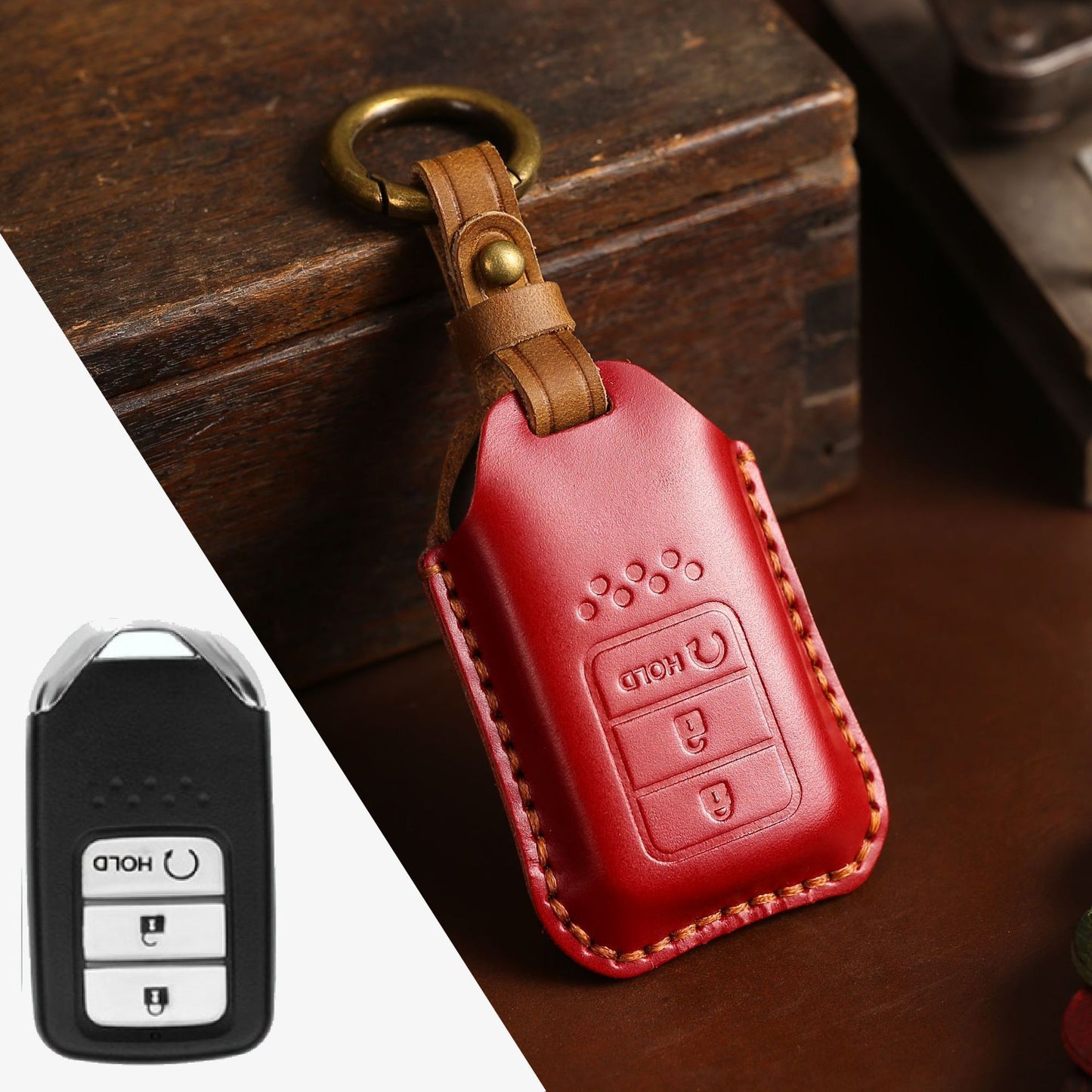 Full Leather Car Key Case Cowhide