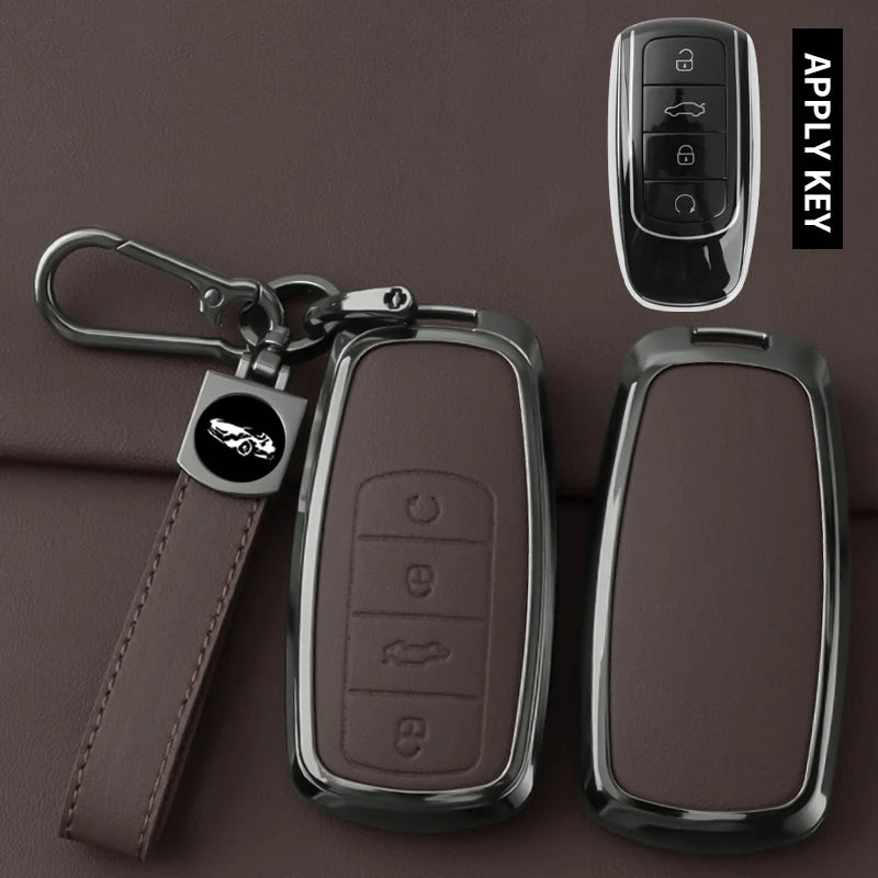 Metal Leather Car Key Case Cover For Chery Tiggo 8 Pro Tiggo 8plus New 5 plus 7pro Chery Tiggo 7 Pro Max Omoda 5 C5 Modod Shell