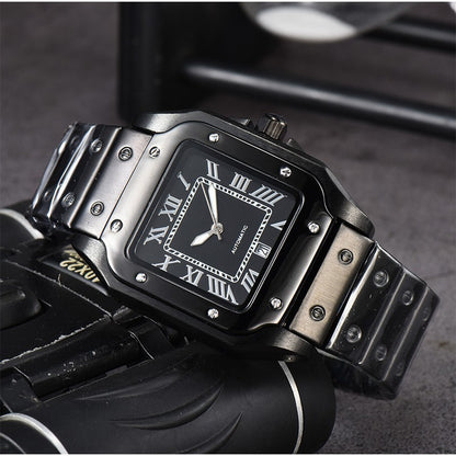 Men's 3-pin Quartz Square All-steel Watch