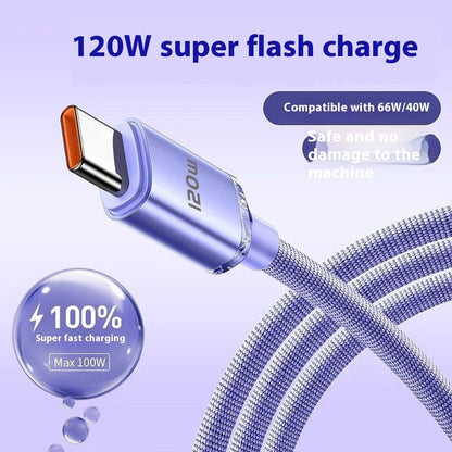 120W Super Fast Charge 6A Data Suitable For Type-c Charging Cable