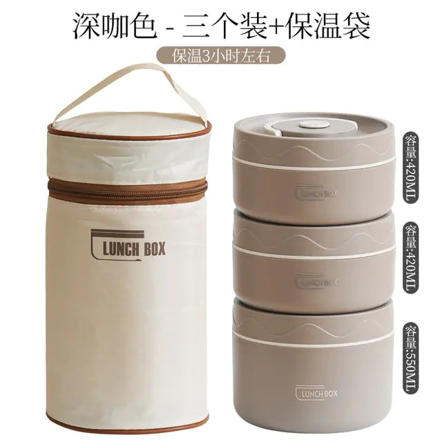 Lunch Box Portable Insulated Lunch Container Set Stackable Bento Stainless Steel Lunch Container