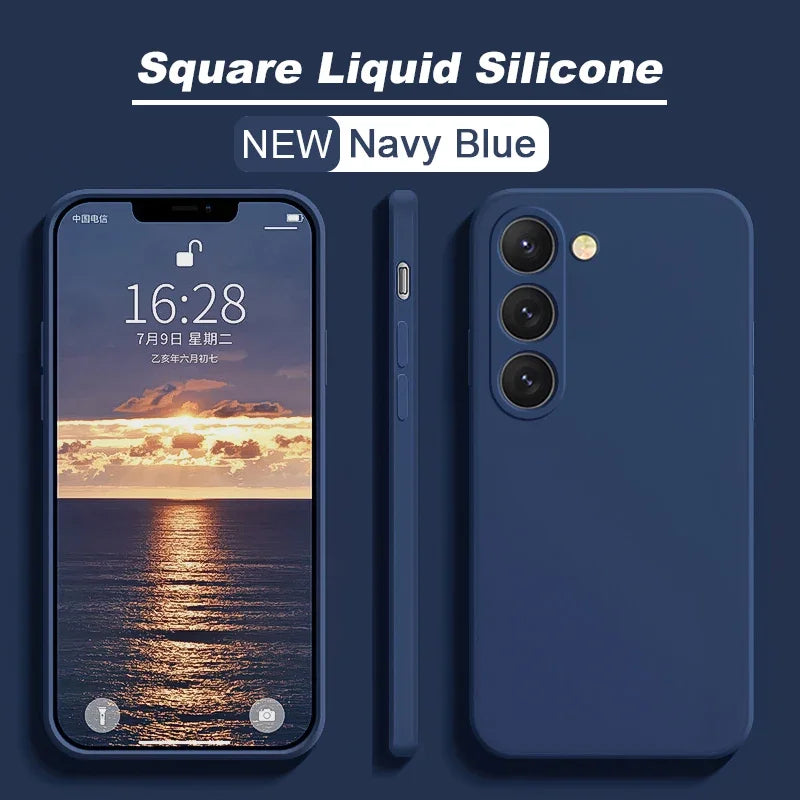 New Luxury Liquid Silicone Case For Samsung Galaxy S24 S23 S22 S21 S20 Ultra Plus FE A54 A53 A52 A73 5G 4G Shockproof Soft Cover